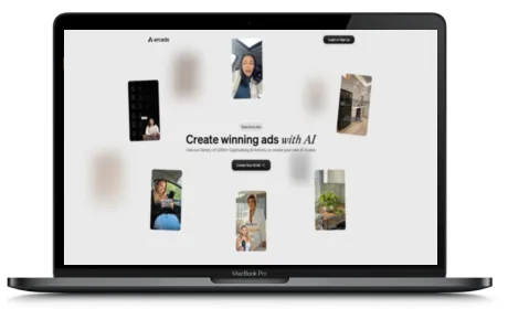 Arcads website displayed on a Macbook