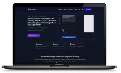 ArtSmart.ai website displayed on a Macbook