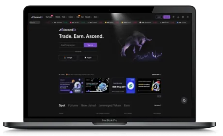 AscendEX website displayed on a Macbook