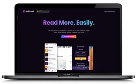 Audioread website displayed on a Macbook
