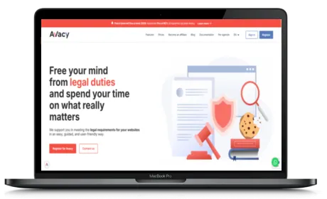 Avacy website displayed on a Macbook