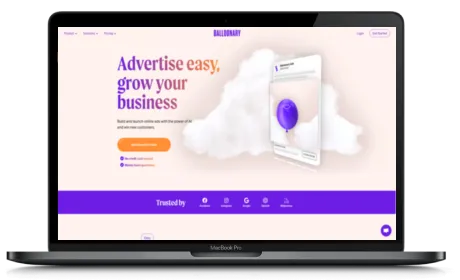 Balloonary website displayed on a Macbook