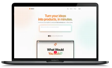 Base44 website displayed on a Macbook