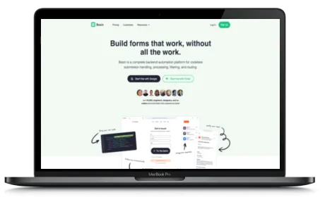 Basin website displayed on a Macbook