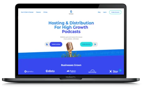 bCast website displayed on a Macbook