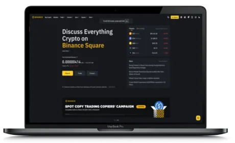 Binance website displayed on a Macbook