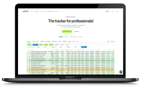Binom website displayed on a Macbook