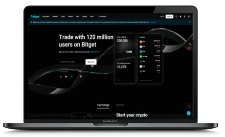 Bitget website displayed on a Macbook