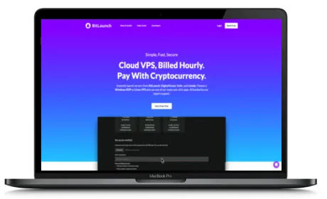 BitLaunch website displayed on a Macbook
