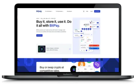 BitPay website displayed on a Macbook