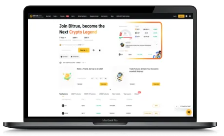 Bitrue website displayed on a Macbook