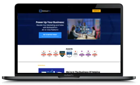 BizStackPro website displayed on a Macbook