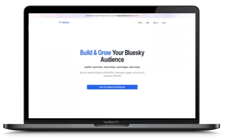 BluePilot website displayed on a Macbook