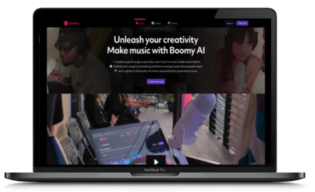 Boomy website displayed on a Macbook