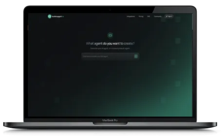 BuildMyAgent website displayed on a Macbook