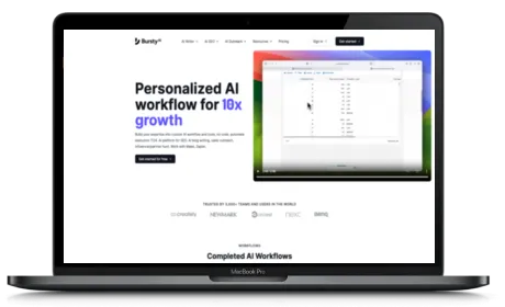 BurstyAI website displayed on a Macbook