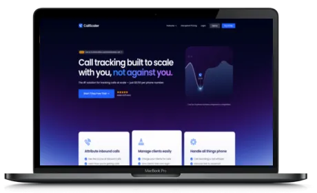 CallScaler website displayed on a Macbook