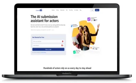 Castmenow website displayed on a Macbook