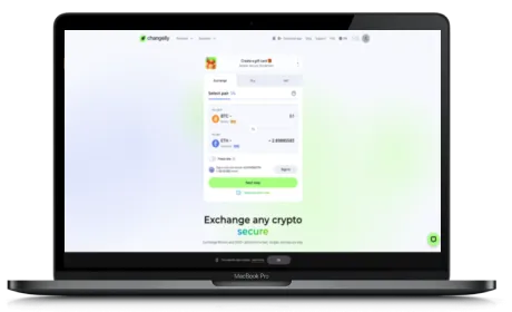 Changelly website displayed on a Macbook