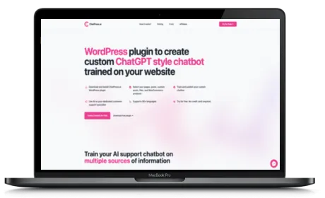 ChatPress website displayed on a Macbook