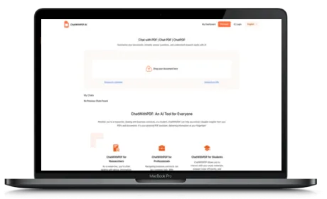 ChatWithPDF website displayed on a Macbook