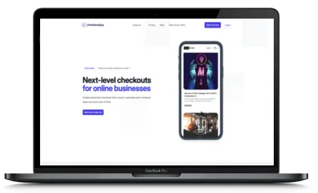 Checkoutjoy website displayed on a Macbook