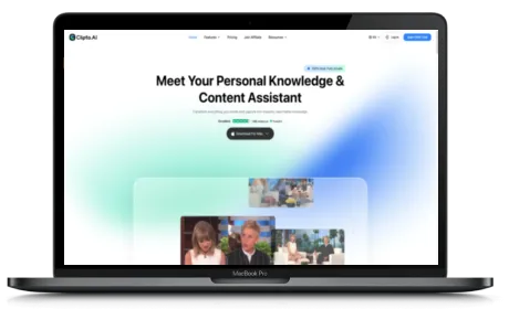 Clipto.AI website displayed on a Macbook