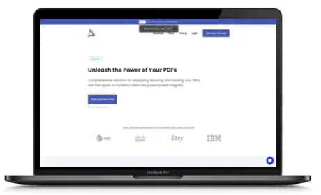 CloudPDF website displayed on a Macbook