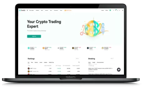 CoinEx website displayed on a Macbook