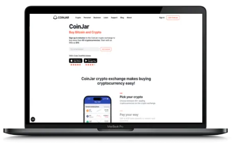 CoinJar website displayed on a Macbook