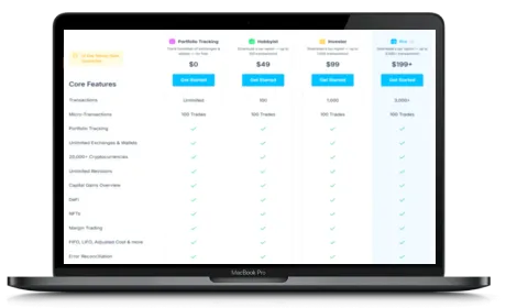 CoinLedger website displayed on a Macbook