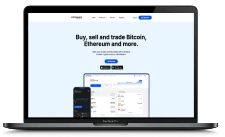 Coinsquare website displayed on a Macbook