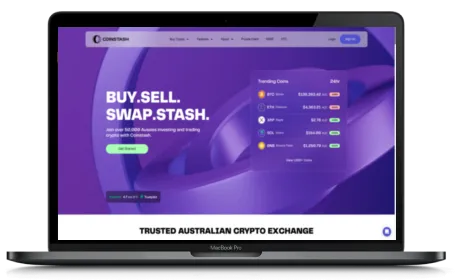 Coinstash website displayed on a Macbook