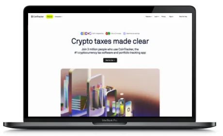 CoinTracker website displayed on a Macbook