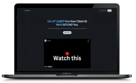 ColdDMs website displayed on a Macbook