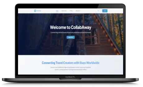 CollabAway website displayed on a Macbook