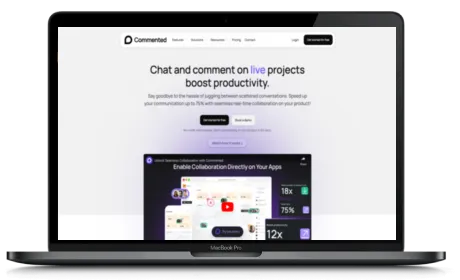 Commented.io website displayed on a Macbook