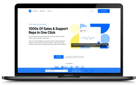 Convolo AI website displayed on a Macbook