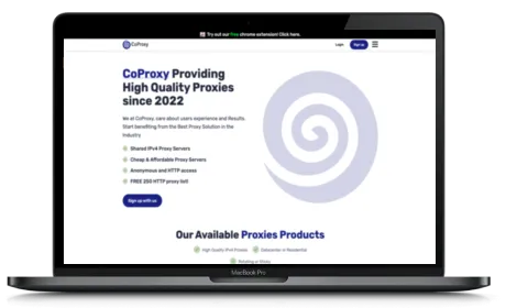 CoProxy website displayed on a Macbook