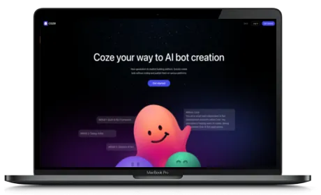 Coze website displayed on a Macbook