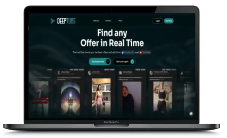 Deeptube website displayed on a Macbook