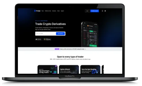 Deribit website displayed on a Macbook