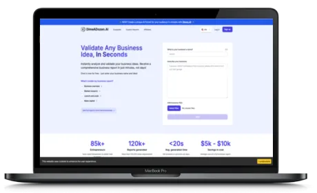 DimeADozen website displayed on a Macbook