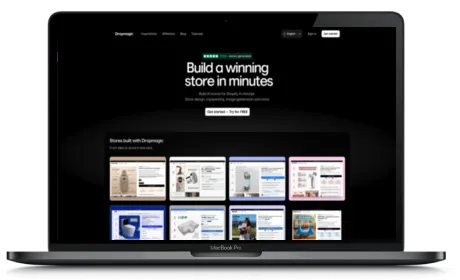 Dropgmagic website displayed on a Macbook