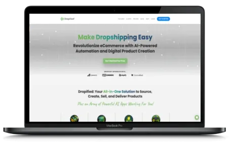 Dropified website displayed on a Macbook