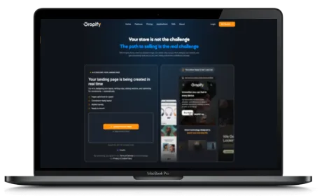 Dropify website displayed on a Macbook