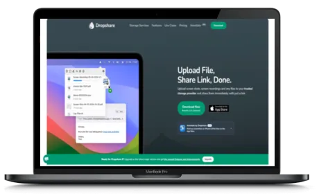 Dropshare website displayed on a Macbook