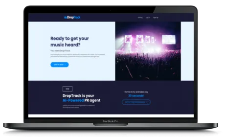 DropTrack website displayed on a Macbook