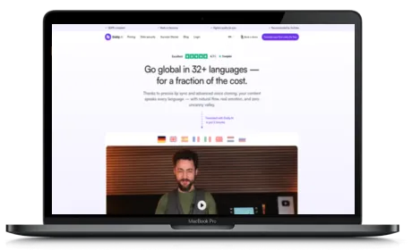 Dubly.ai website displayed on a Macbook