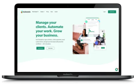 Dubsado website displayed on a Macbook